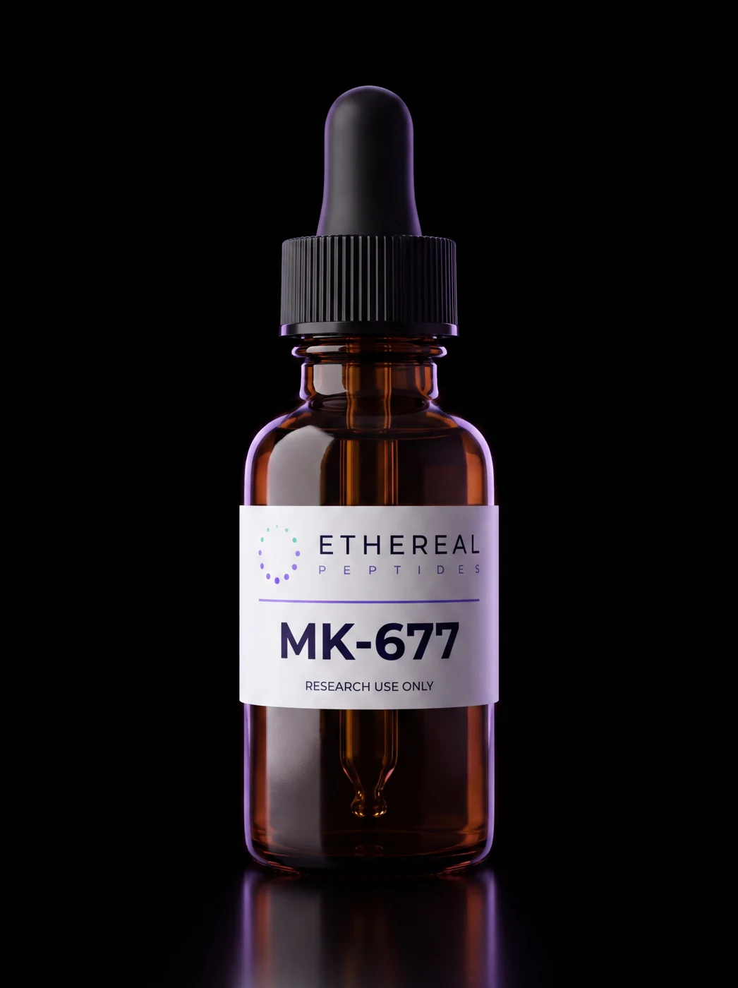 MK-677 — amber glass dropper bottle, research use only